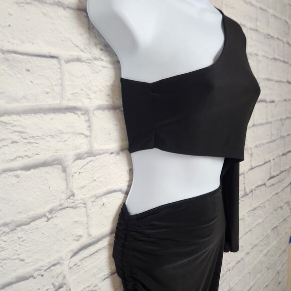 Nasty Gal Dress Womens Size 6 Black One Sleeve Center Cut Out - Picture 5 of 9